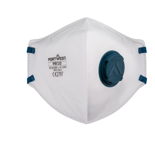 Portwest P210 Valved Dolomite Fold Flat Disposable Masks (Pack 3)