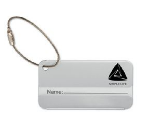 TAGGY Durable Aluminium Travel Luggage Tag 8x4cm - matt silver