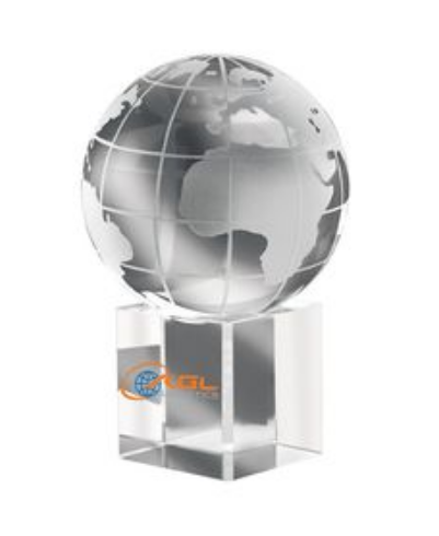 Elegant Crystal Globe Paperweight with Stand - Transparent