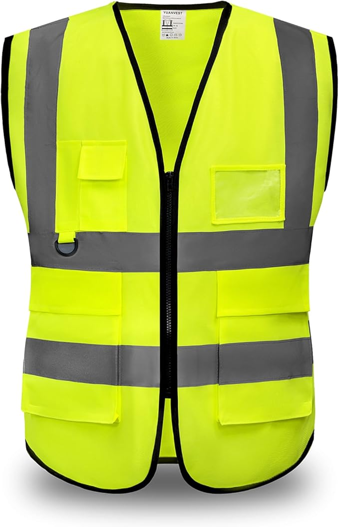 Premium High-Visibility Mesh Safety Vest – Multi-Pocket Reflective Workwear