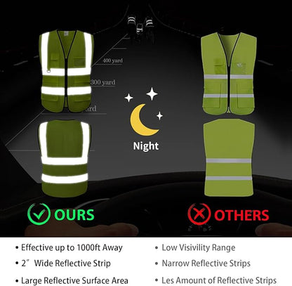 Premium High-Visibility Mesh Safety Vest – Multi-Pocket Reflective Workwear