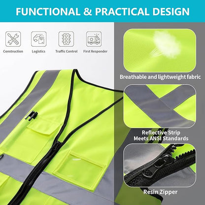 Premium High-Visibility Mesh Safety Vest – Multi-Pocket Reflective Workwear