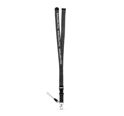 Polyester lanyard with metal carabiner - Black - Egotier