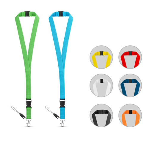 Polyester lanyard with metal carabiner - Black - Egotier