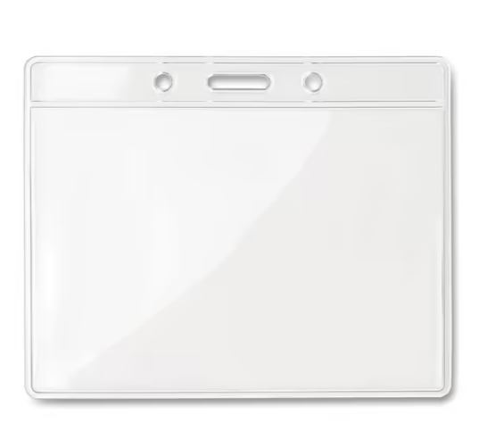 BADGY Clear Plastic Badge Holder 10cm x 8cm for ID Cards - Transparent
