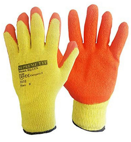 Orange Builders Grip Gloves with Latex Palm Coating - 10g 12x (pack 12)