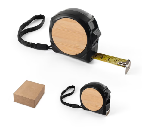 5 metre tapemeasure made from recycled ABS (100% rABS) and bamboo - Black