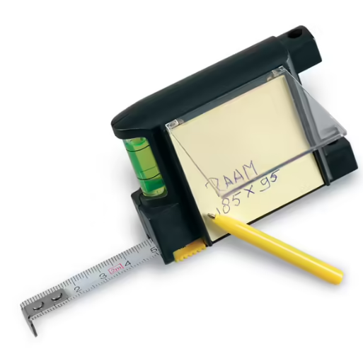 COLINDALES 2m Measuring Tape with Memo Pad and Pen - Black