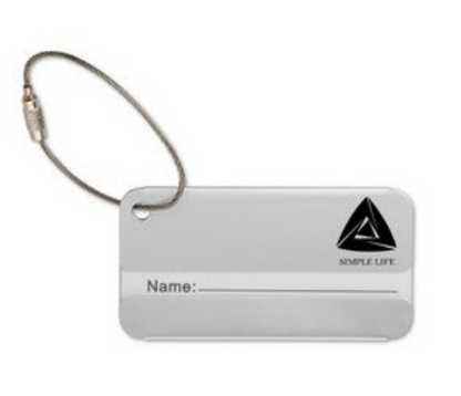 TAGGY Durable Aluminium Travel Luggage Tag 8x4cm - matt silver