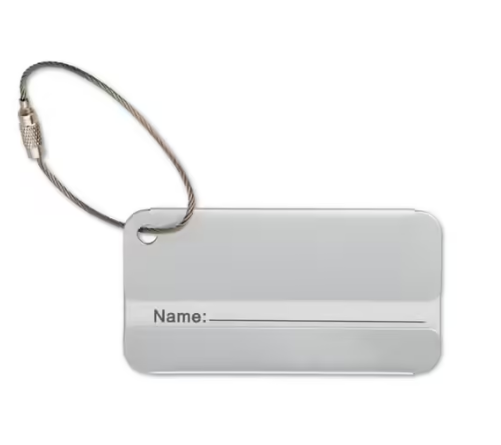 TAGGY Durable Aluminium Travel Luggage Tag 8x4cm - matt silver
