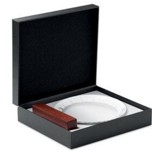 KEEN Elegant Round Crystal Award on Beech Wood Base