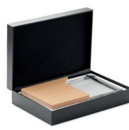 Elegant Crystal Award Plaque with Wooden Base