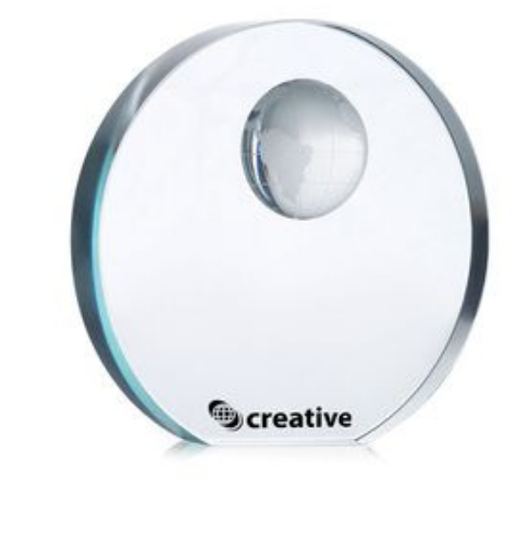 Elegant Glass Trophy with Globe Design - Transparent