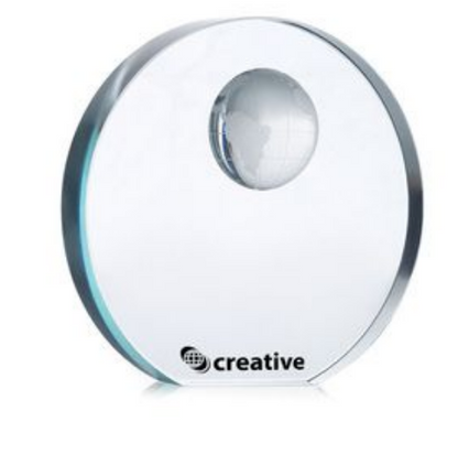 Elegant Glass Trophy with Globe Design - Transparent