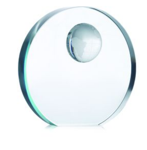 Elegant Glass Trophy with Globe Design - Transparent