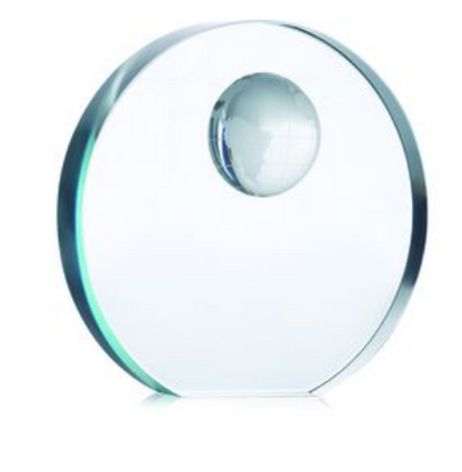 Elegant Glass Trophy with Globe Design - Transparent