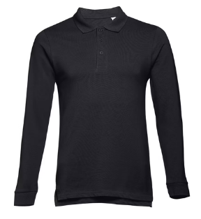 Men's long-sleeved 100% cotton piqué polo shirt