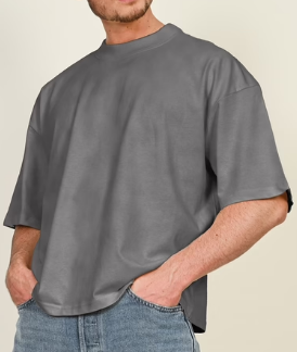 Casual Ringspun Combed 220 Acid Wash Boxy Oversize Extended Neck T