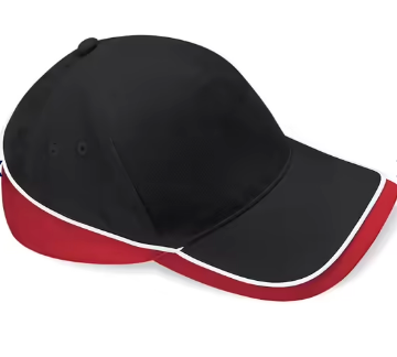 Black/Classic Red/White - Premium Cotton 5-Panel Teamwear Cap