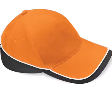 Orange/Black/White - Premium Cotton 5-Panel Teamwear Cap
