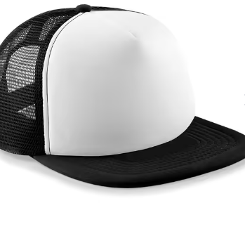 Black/White - Youth Retro Snapback Trucker Cap with Mesh Panels