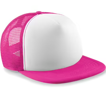 Fuchsia/white - Youth Retro Snapback Trucker Cap with Mesh Panels