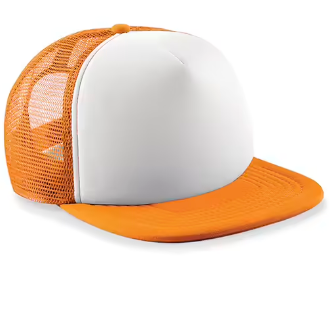 Orange/White - Youth Retro Snapback Trucker Cap with Mesh Panels