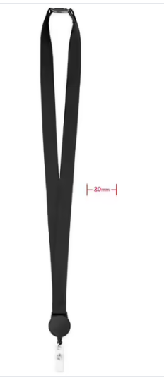 ZIP LANYARD Polyester Lanyard with Retractable Badge Holder - Black