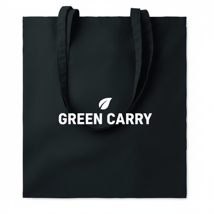 Black Tote Bag with GREEN CARRY Logo