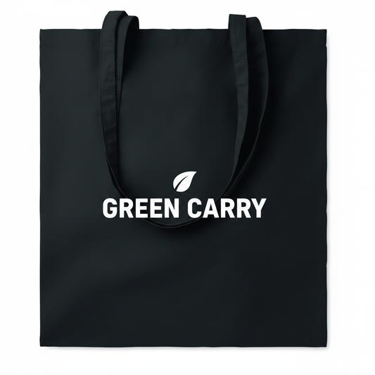 Black Tote Bag with GREEN CARRY Logo