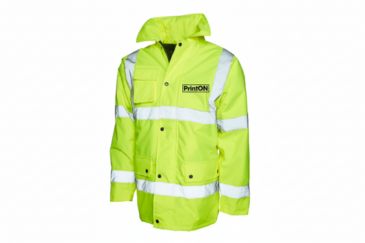 High Visibility Waterproof Safety Jacket with Reflective Strips